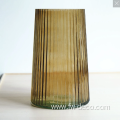 RIBBED GLASS VASE - TAUPE